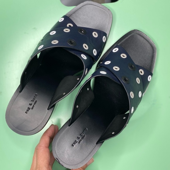 Rag & Bone Paige Sandals NEW Blue Black Sz 8 - Picture 16 of 16